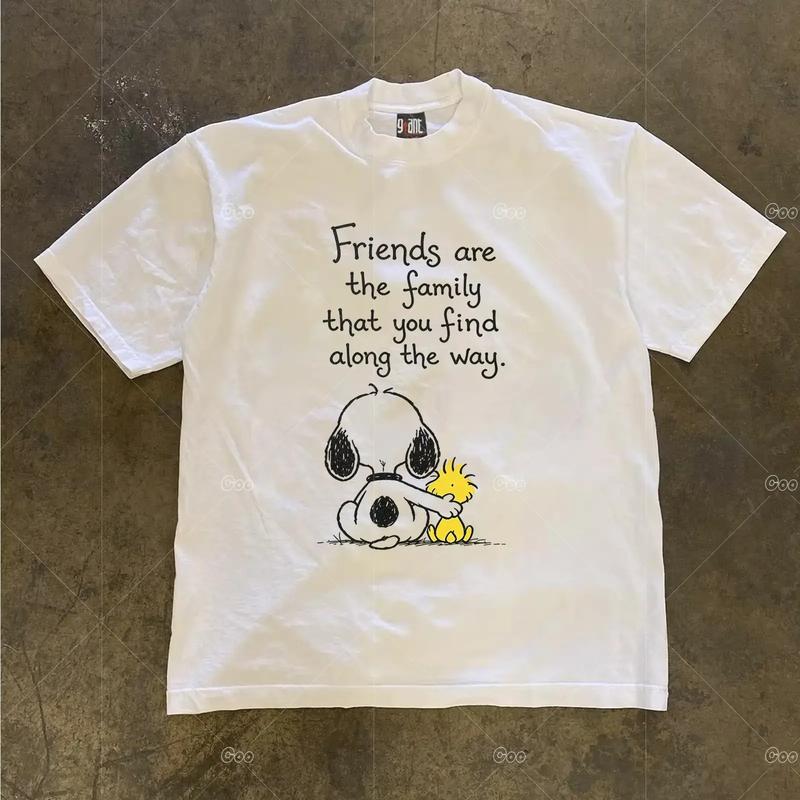 Áo thun thời trang nam nữ - In chữ hoạt hình Snoopy Peanuts - Phong cách Hàn Quốc nhẹ nhàng giải trí - Mềm mại da dễ chịu - bông tự nhiên - Áo tay ngắn cổ tròn - Dễ phối đồ mọi lúc - Mềm thoáng mát