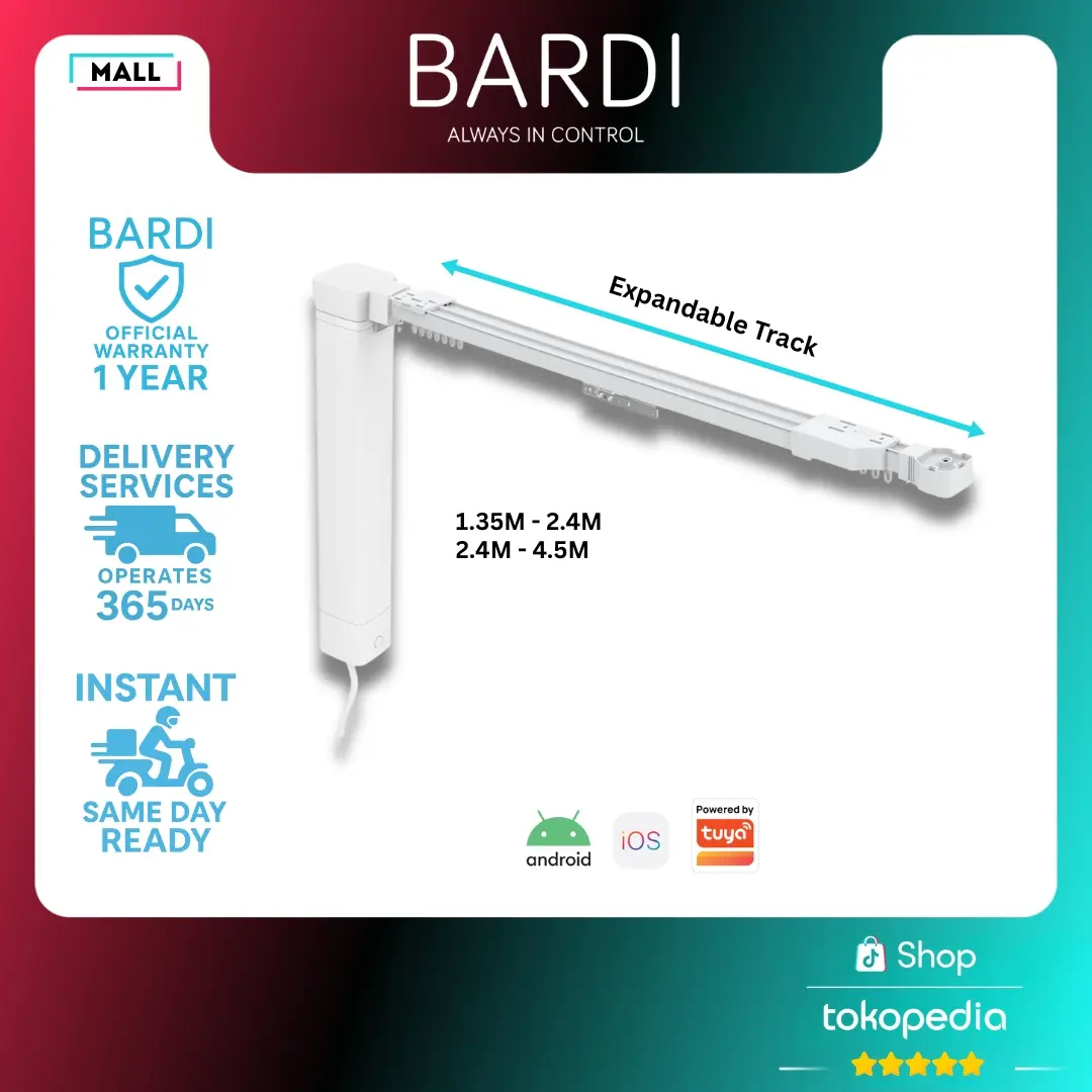 BARDI Smart Expandable Curtain Track and Motor Set Gorden Rel Otomatis