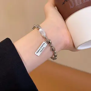 Naomi - Bracelet Gelang Wanita Pria Perak Aesthetic Aksen Barok Mutiara Manik fashion Korea [J5-3]