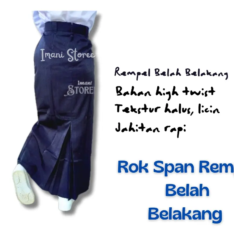 ROK SPAN SEKOLAH MODEL REMPEL BELAKANG SMP SMA HITAM TWIST WANITA PANJANG Seragam Nyaman 0