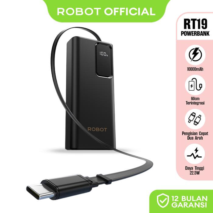 Gambar Robot RT19 Powerbank 10000mAh Built In Cable Two Way Fast Charging 22.5W LED Digital- Garansi 1 Tahun- BISA COD dari Robot Official Shop Indonesia Kab. Tangerang Tokopedia