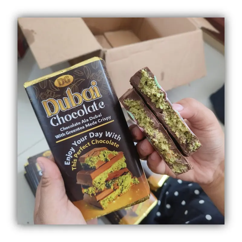 COKLAT VIRAL ALA  280 GRAM KUNAFA MERK DG GREENTEA WITH MEDE CRISPY kunafe coklat lebaran   Food Snacks Cemilan chocolates dubai 2