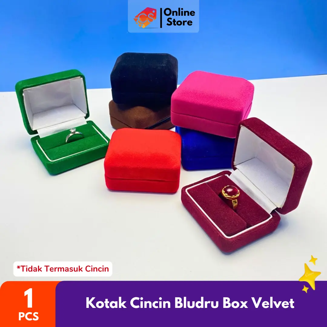 Kotak Perhiasan Kotak Cincin Bludru Box Velvet Bisa untuk 2 Cincin Buah