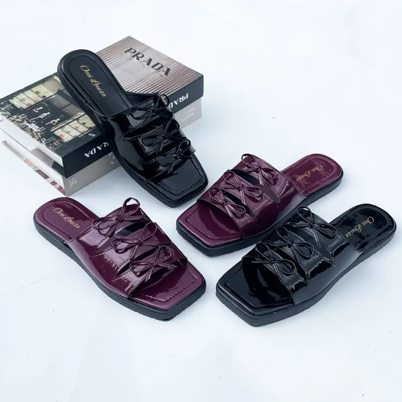 Occilouisa Sandal Wanita Kekinian Platform Pita Series Korean Style Glossy SENDAL PEREMPUAN Outfit Karet Flat