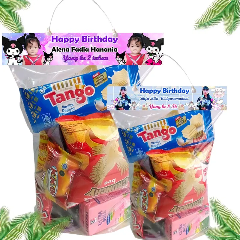 Tas plastik bingkisan ultah isi 50 pcs (PAKET TAS & UNDANGAN )+DESAIN FOTO ukuran 20x40cm plastik ultah custom/plastik ultah souvenir/Undangan ultah/kartu ultah custom 0
