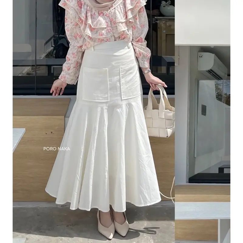 PORO NAKA - NABE Skirt | Rok Panjang Wanita, Maxi Cotton Skirt, Rok Fashion Korea
