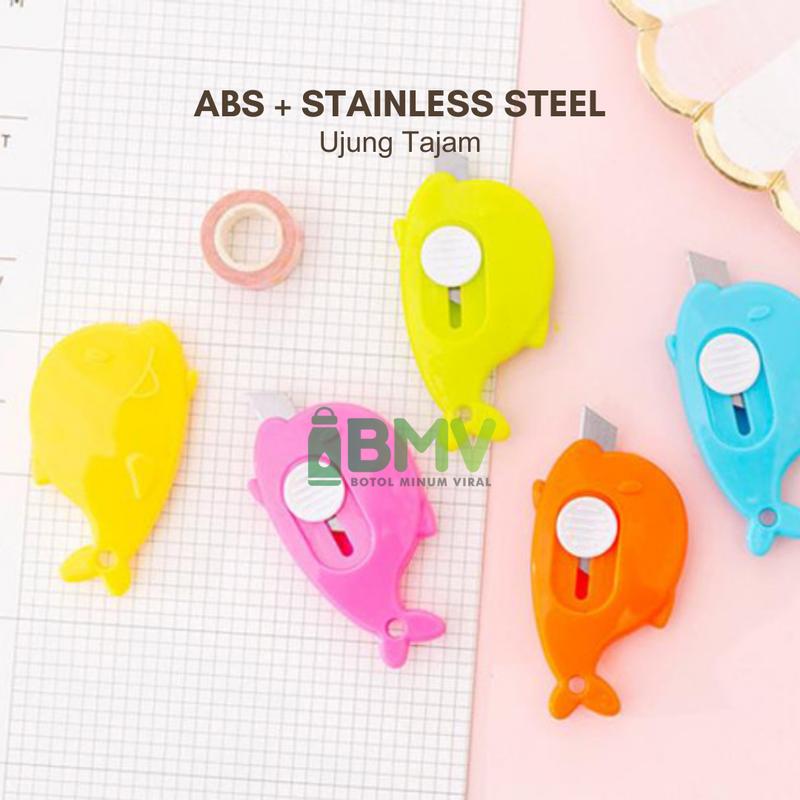 Cutter Mini Bentuk Awan Dolphin Stainless Steel Untuk Keamanan Sekolah dan Seni 4