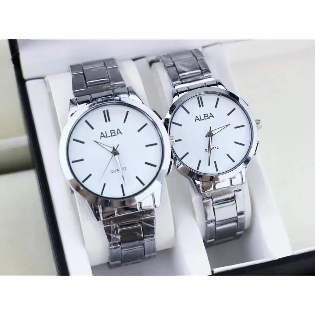 D.G.C Jam Tangan Couple Pria Wanita Analog Quartz Fashion Rantai Stainless Steel Import Murah C105