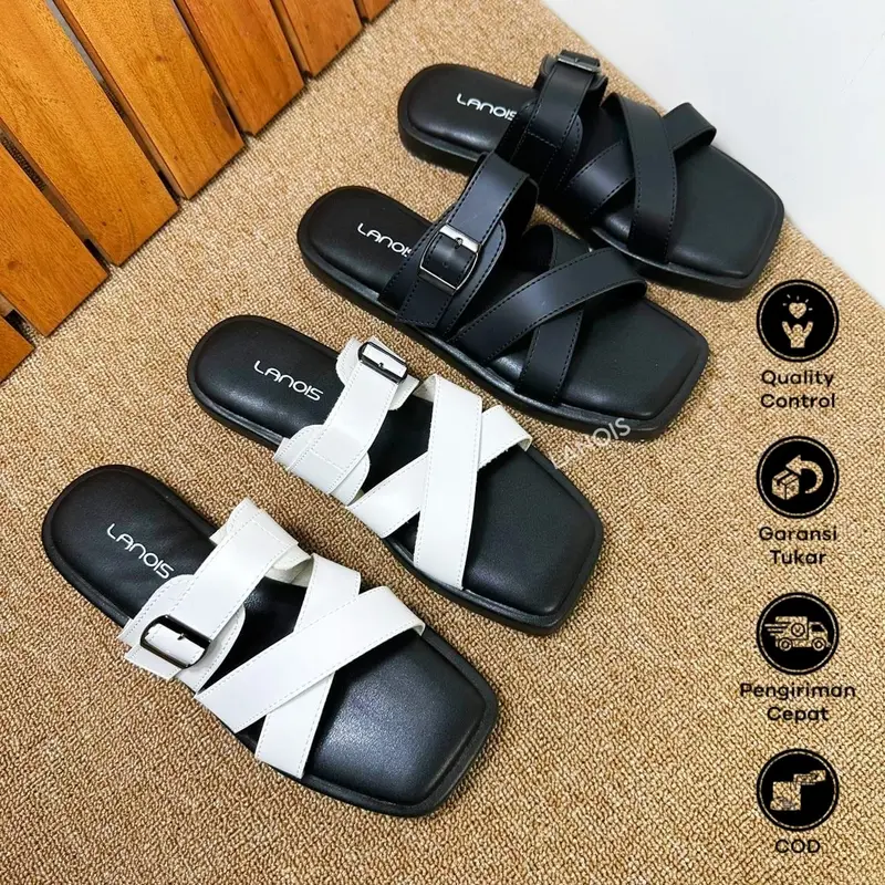 LANOIS Sandal Wanita Platform Series Sendal Kasual Cewek Strap Tali Silang Gesper Simple Elegant 0