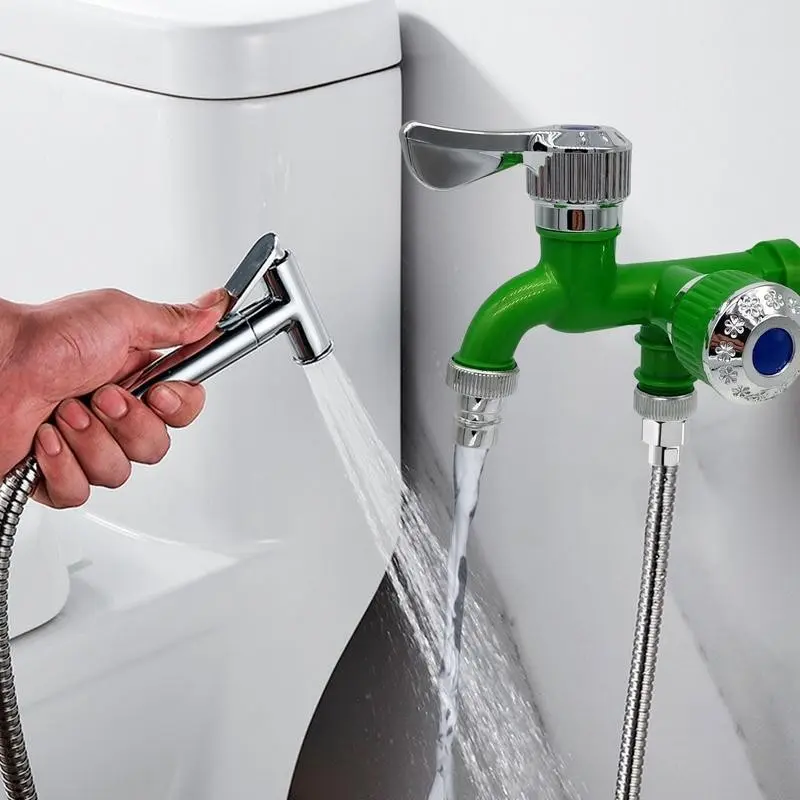 Keran Cabang Shower ABS Kran Air Double Plastik Kamar Mandi Toilet WC - KranAir2Cabang, Warna Random 0