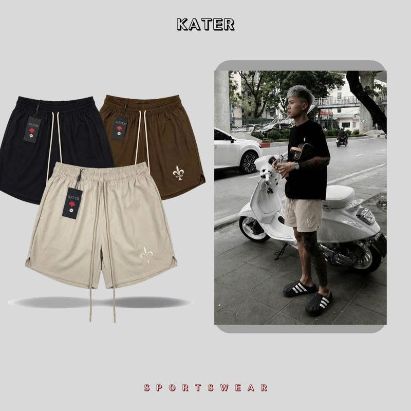 Quần Shorts Gió Kaki Nam 3 Màu Thiết Kế Logo Thêu Logo Kater Bản Dây Dài 1 Lớp Co Dãn Thoải Mái
