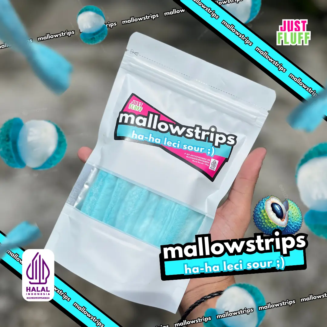 Mallow Strips Haha Leci Sour JustFluff Marshmallow [HALAL] [1 PACK]