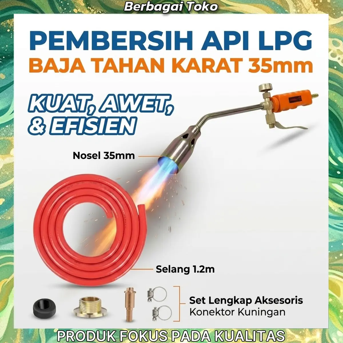 Alat Las Gas Tipe 35 Saklar Ganda Double Kran Obor Torch Blower Bakar BBQ Selang 1.2 Meter Anti Ledakan Heavy Duty Pemanas Las Bakar Super Kuat