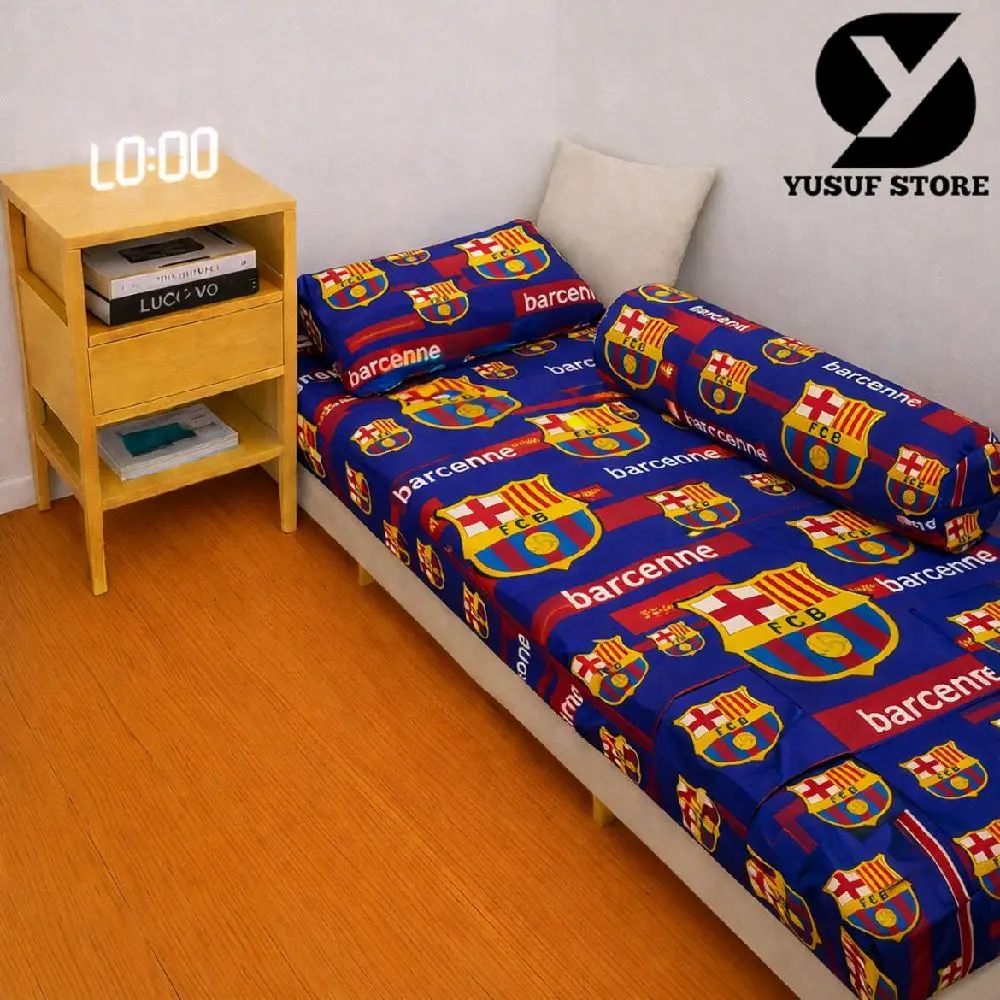 Yusuf Store Sprei Motif Bola Barcelona Real Madrid Juventus Ukuran Single 90x200 100x200 120x200 Desain Keren
