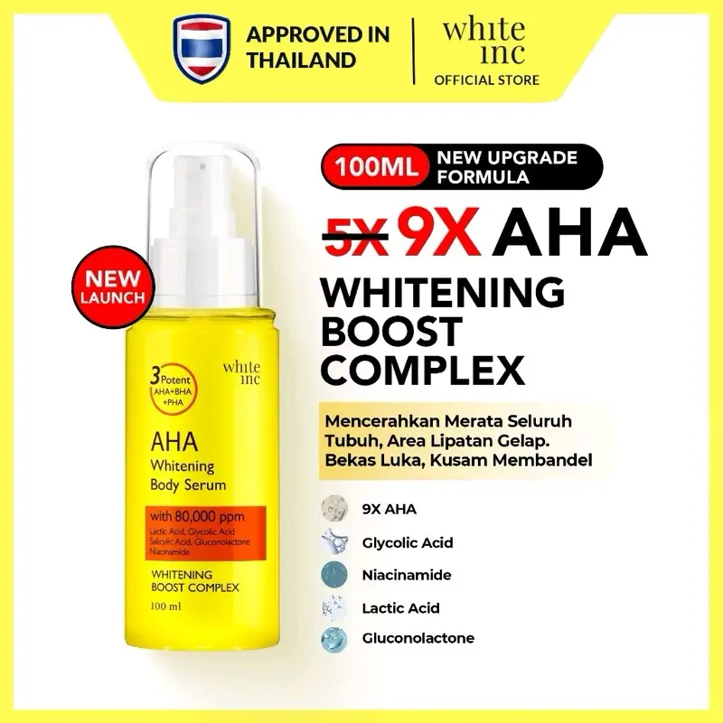 ( 100 ml ) WHITENINC AHA Body Serum to Whitening & Moisturising l Hand Body Lation Serum Pencerah