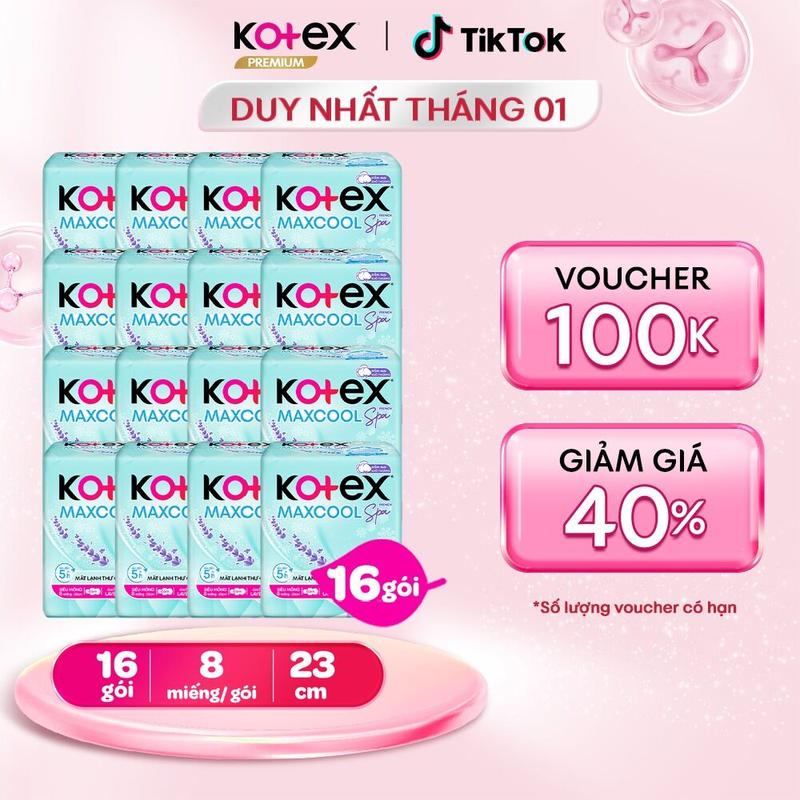 Combo 8 gói Combo 16 gói băng vệ sinh Kotex Maxcool French Spa siêu mỏng cánh 23cm 8M gói Bao Bì Thay Đổi Theo Từng Đợt Nhập Hàng