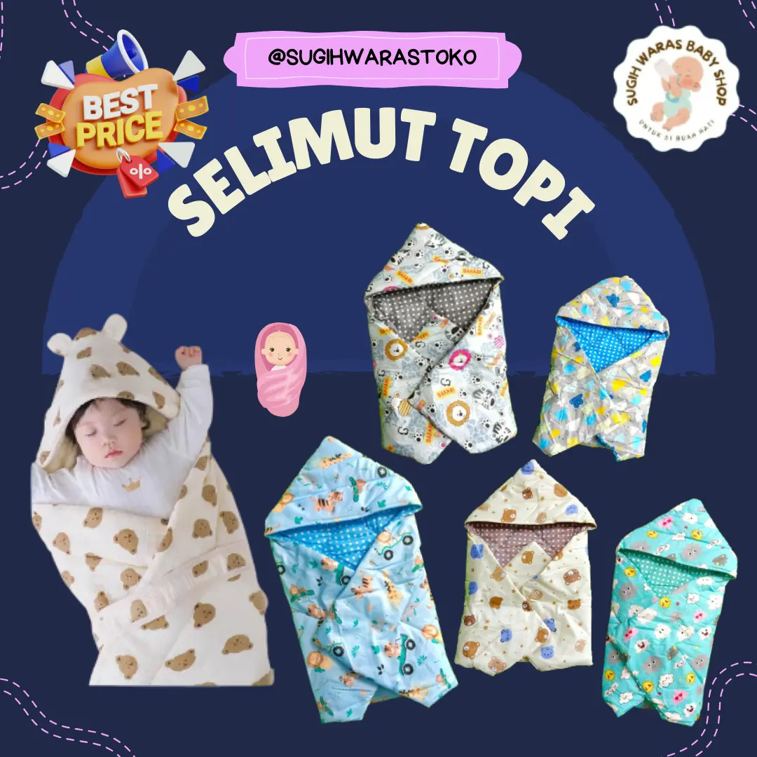 SELIMUT BAYI MURAH 2 LAPIS FULL DAKRON EMPUK + TOPI SELIMUT