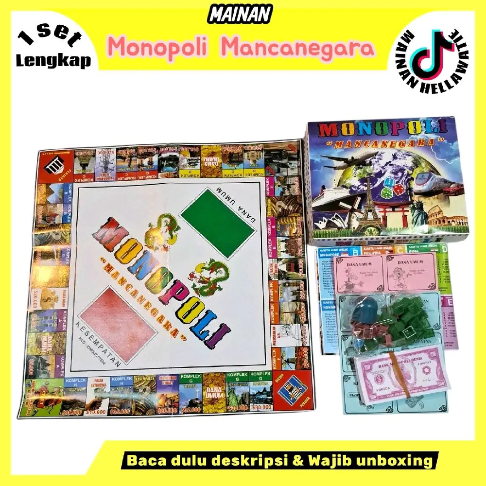 1 set mainan MONOPOLI MANCANEGARA mainan seru untuk keluarga yang bisa di mainkan berempat atau lebih mainan yang sangat menghibur toys mainan anak