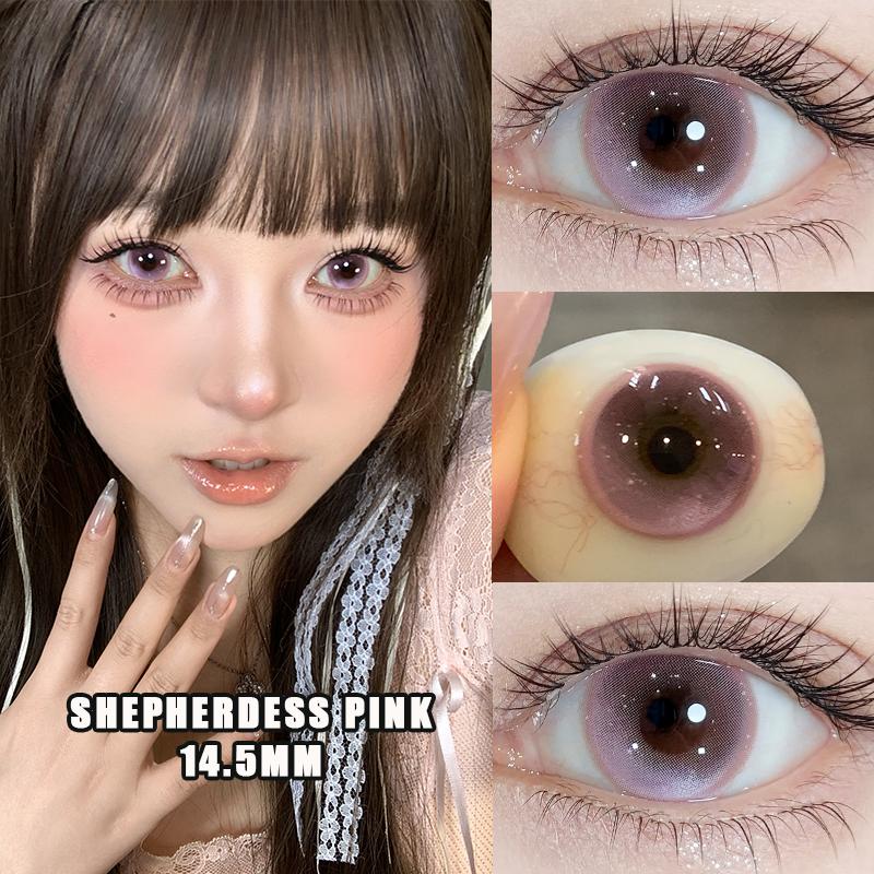 Kính áp tròng màu, Mill Creek, 1 cặp, 0-800 độ, Xanh lá cây, Xanh lam, Xám và Hồng, Ống kính mềm 14,5MM, Thích hợp để trang điểm, Quà tặng ngày và ngày lễ trong 12 tháng