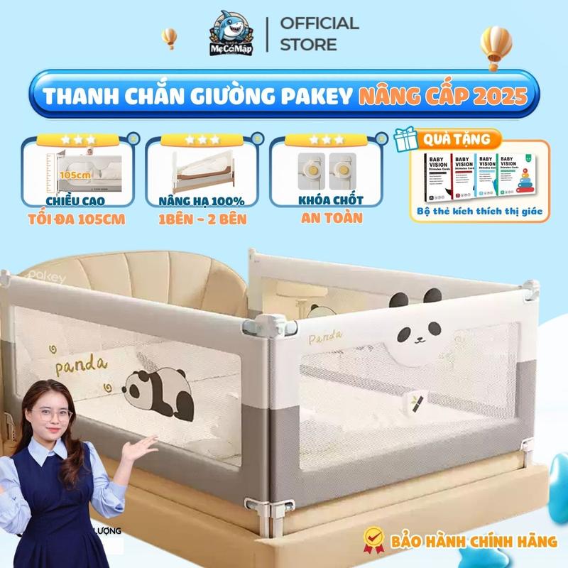 [KOCx SMCM] Thanh Chắn Giường Pakey Bản Cải Tiến 2025 Nâng Hạ Dễ Dàng Chiều Cao Tối Đa 105cm, Khóa Chốt An Toàn - S1