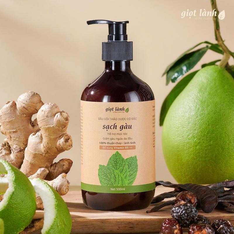  Dầu gội giảm gàu giảm ngứa - Thảo dược thuần chay Giọt Lành 500ml 