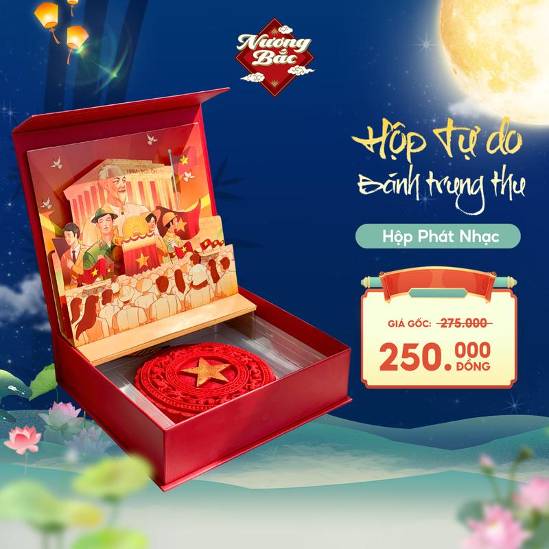 [DEAL MỞ BÁN] Hộp Bánh Tự Do Nương Bắc Phiên Bản Giới Hạn 300g Hộp Phát Nhạc Độc Lập Kỷ Niệm 80 Năm Quốc Khánh Hương Vị Đặc Trưng 3 Lớp Mochi & Chà Bông