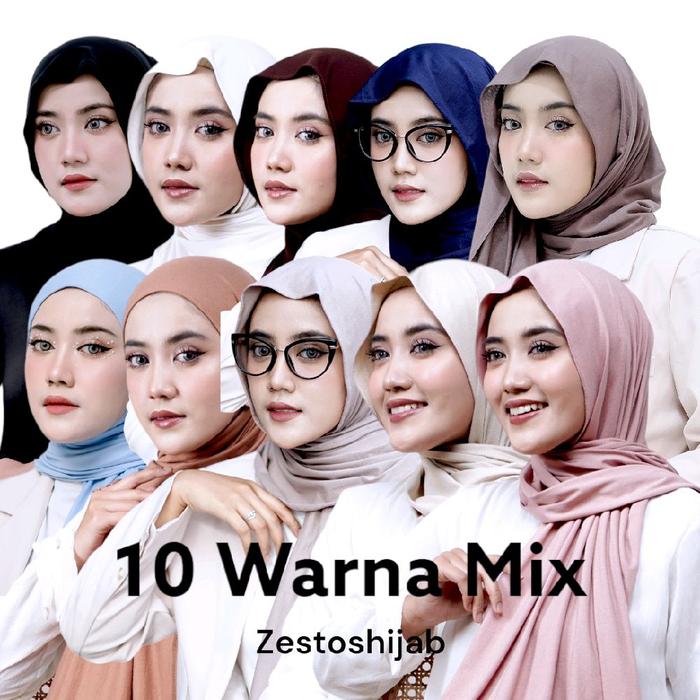 Gambar PAKET HIJAB 10PCS PASHMINA KAOS RAYON SAHARA dari Zestosoutfit_NEW Kota Bandung Tokopedia