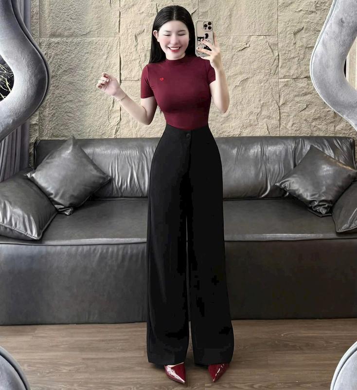 Set đồ nữ đi làm đi chơi áo thun ngắn tay kèm quần kaki dáng suông D887