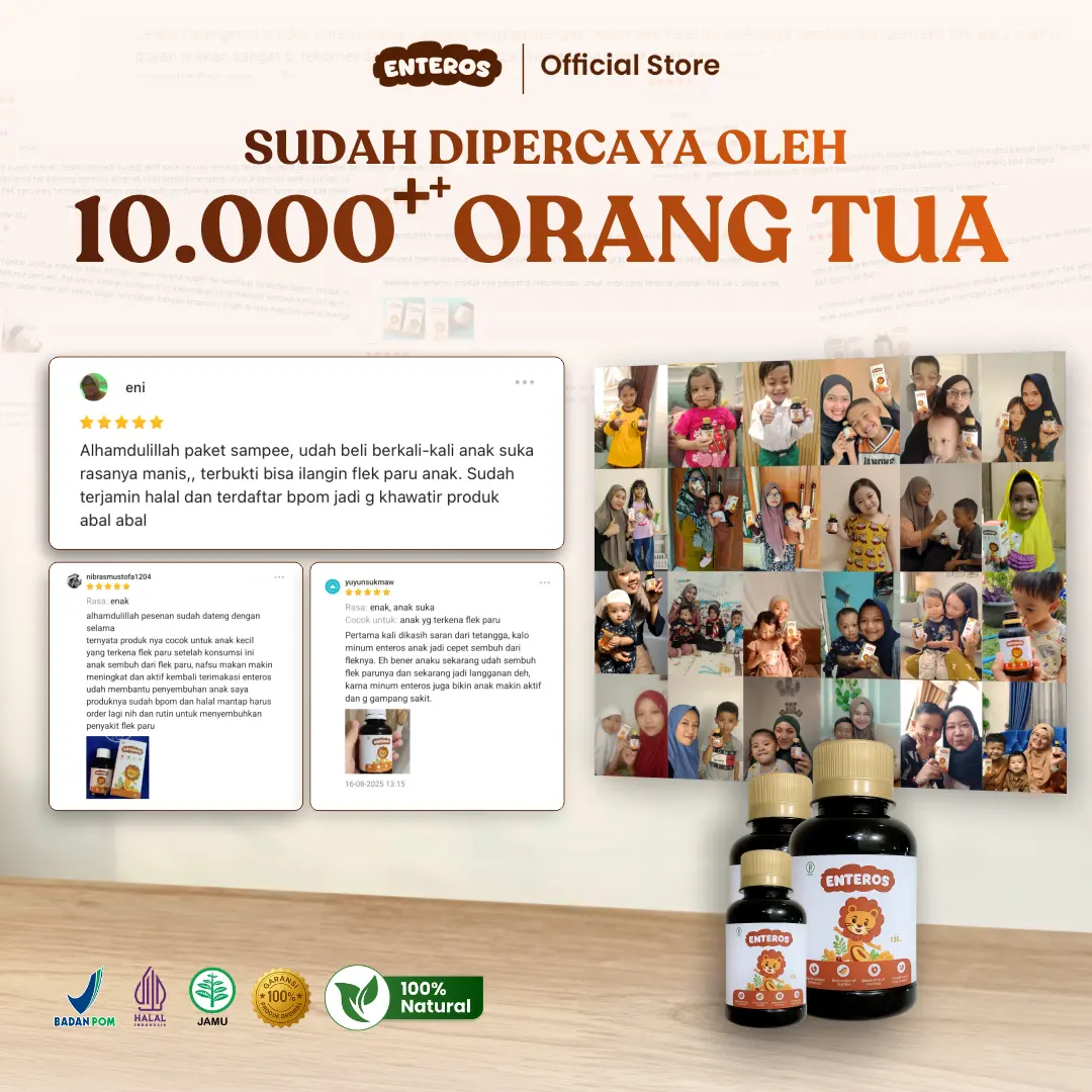 Enteros - Suplemen Herbal Cegah Wasting + Bantu Naikkan Nafsu Makan Anak | Halal BPOM 130ml