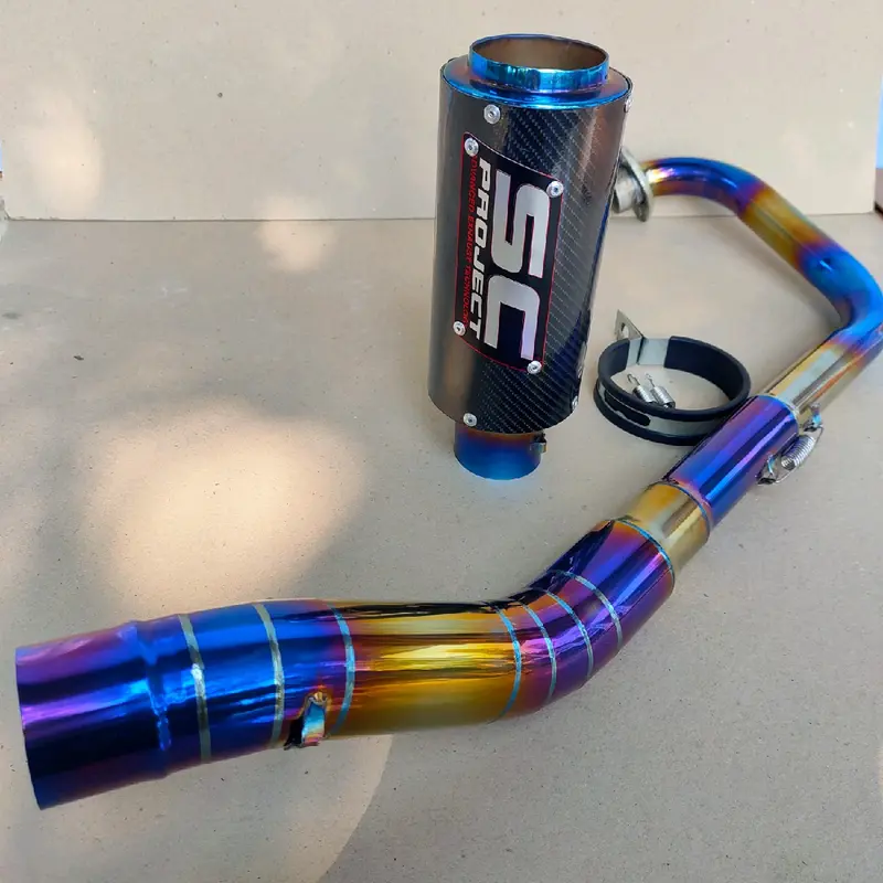 Knalpot SC Project Bluemoon R15 V3 CBR 150r New GSX-R CB 150r New Sonic Satria Fu Byson R15 V2 Xabre MT15 CBR150r Old/ Lokal Verza Tiger MX King MX 135 Megapro Motorcycle 5