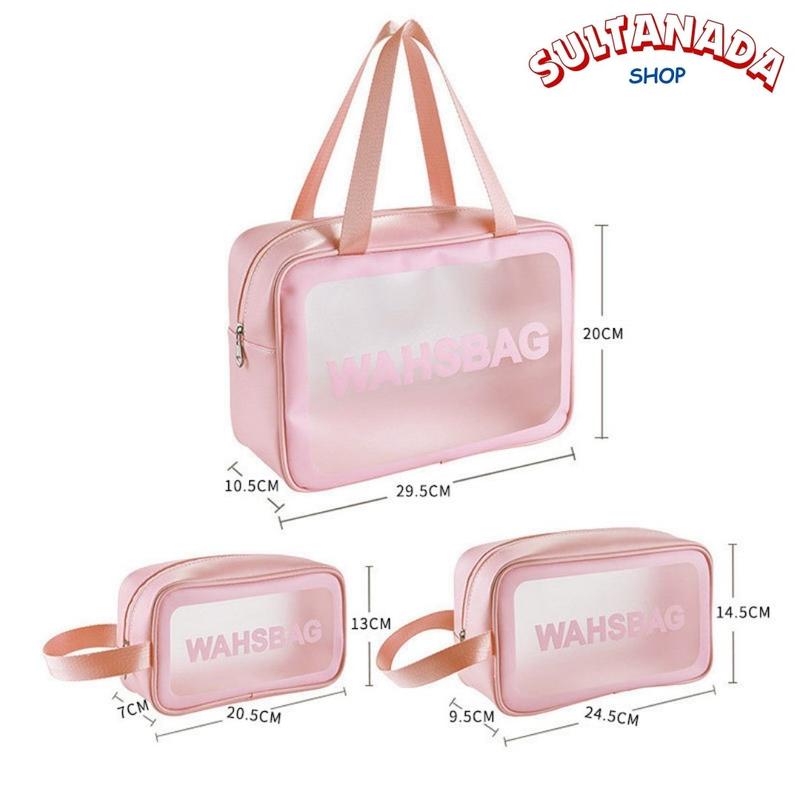 Pouch Kosmetik Wanita Washbag PVC Tebal Anti Air Tas Wanita Serbaguna Pouch Make Up Travel -Size sedang 2