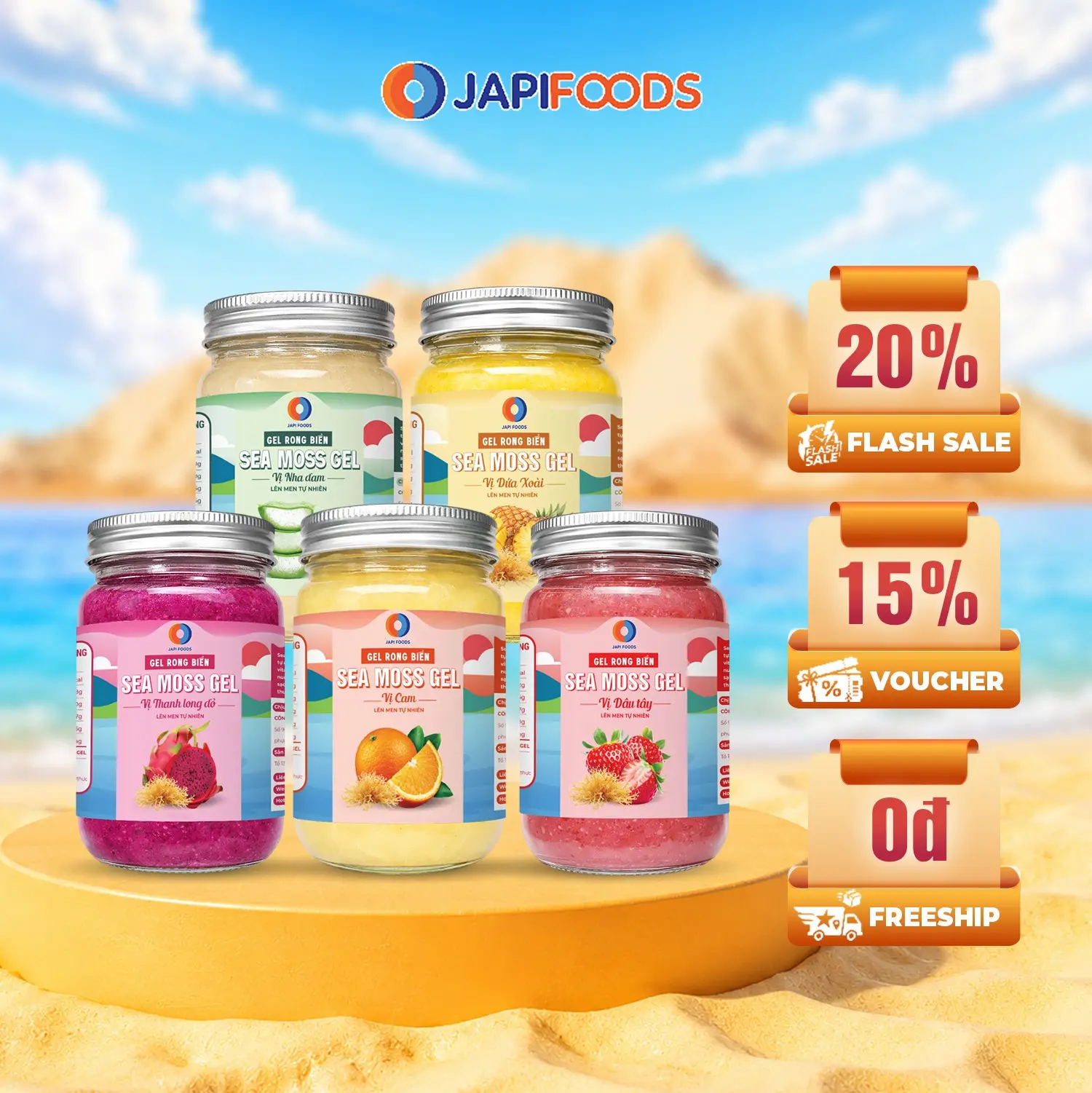 Sea Moss Gel JAPI FOODS 390g – Rong sụn biển lên men kết hợp trái cây tự nhiên, giàu dưỡng chất từ biển(1)