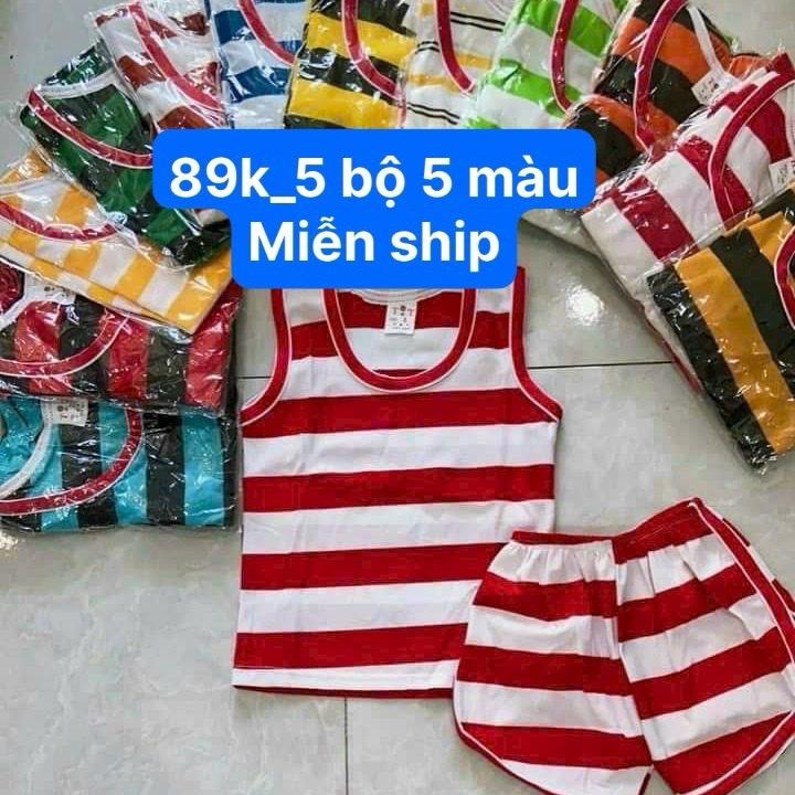   5_35kg  combo 5 bộ 5 màu . Com bo đồ bé trai. Bộ ba lỗ bé trai. Đồ bộ mát ngày hè. Com bo đồ bé trai mặc mát 