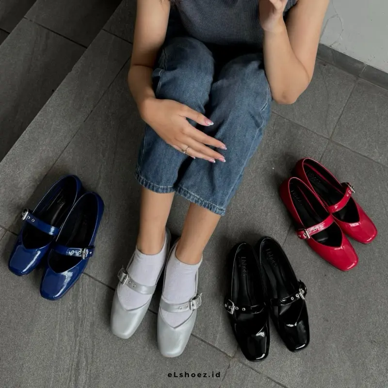 eLshoez - Dibie flatshoes teplek sepatu sendal wanita strap gesper tali cod
