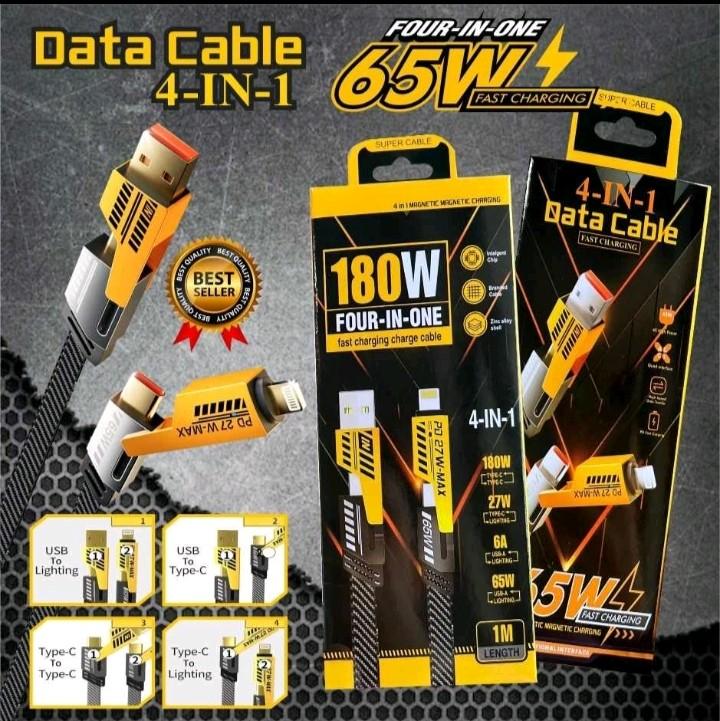 new Kabel Data 4 in 1 USB/C to C/ Lightning 65w 1