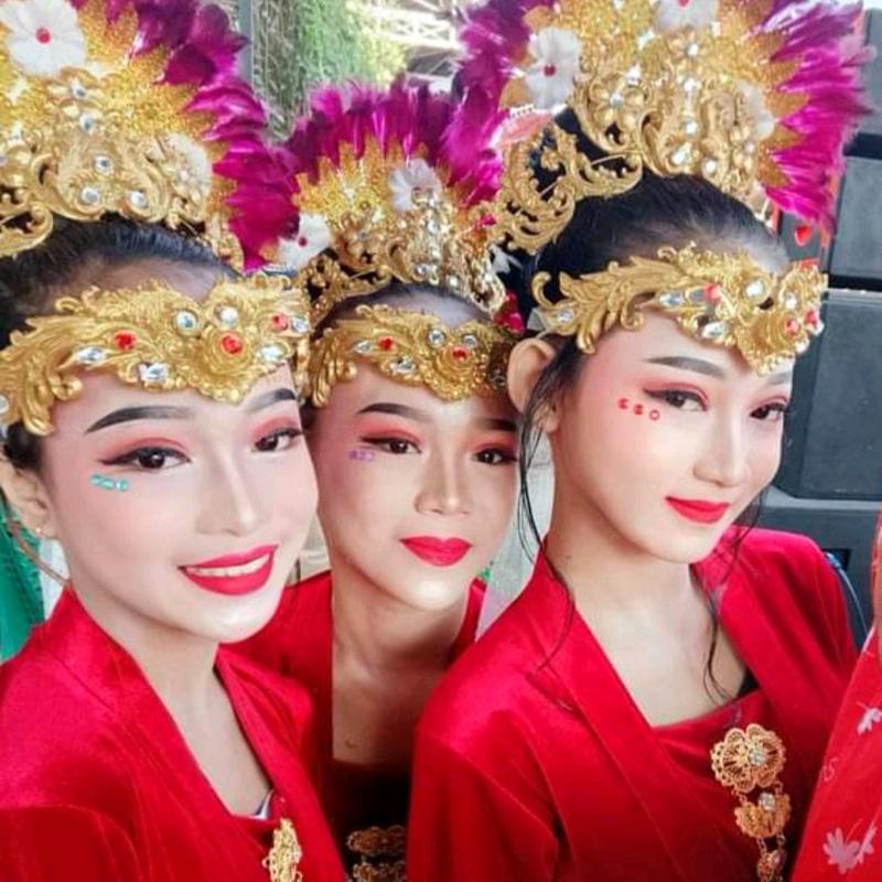 satu set kening dan sanggul siger mahkota aksesoris pengantin Elegan Hiasan 2