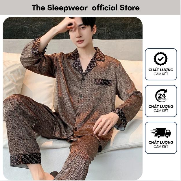  Bộ Pijama lụa cao cấp dài tay  cho Nam - Thesleepwear - Đồ ngủ lụa Latin mặc nhà cho nam và nữ 