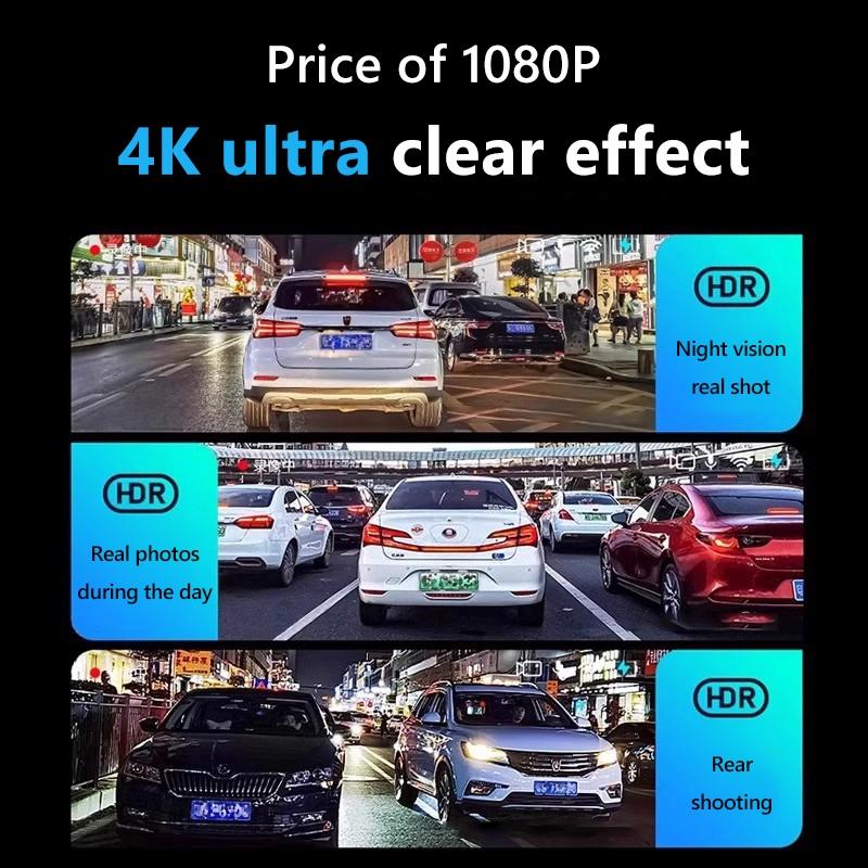 Driving recorder dual camera HD, ultra clear car recorder  wide-angle night vision device, with reverse view, G sensor 4-inch IPS touch screen recorder 1