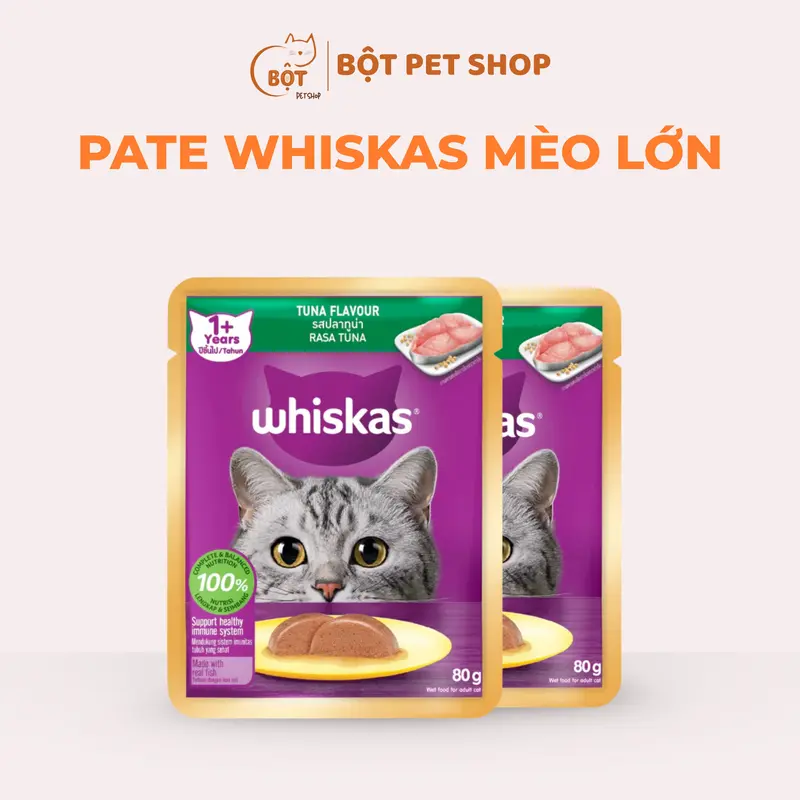 Pate Whiskas 80g Dành Cho Mèo Trưởng Thành - Bột pet 0