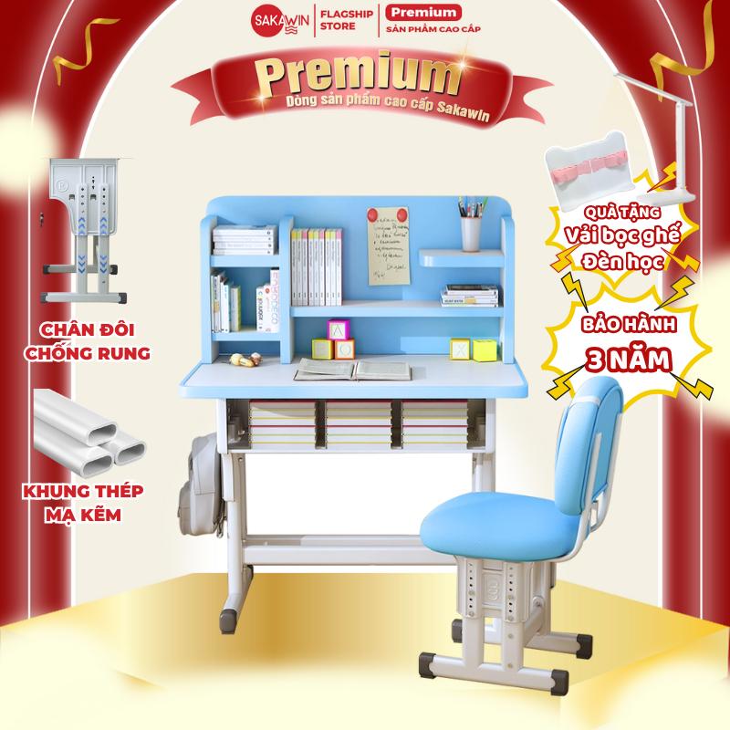  Bộ bàn học chống gù chống cận Sakawin K30 cho bé Bàn ghế học sinh cho bé từ 3-12 tuổi Nâng hạ linh hoạt khung thép chắc chắn mặt bàn phủ melamine 