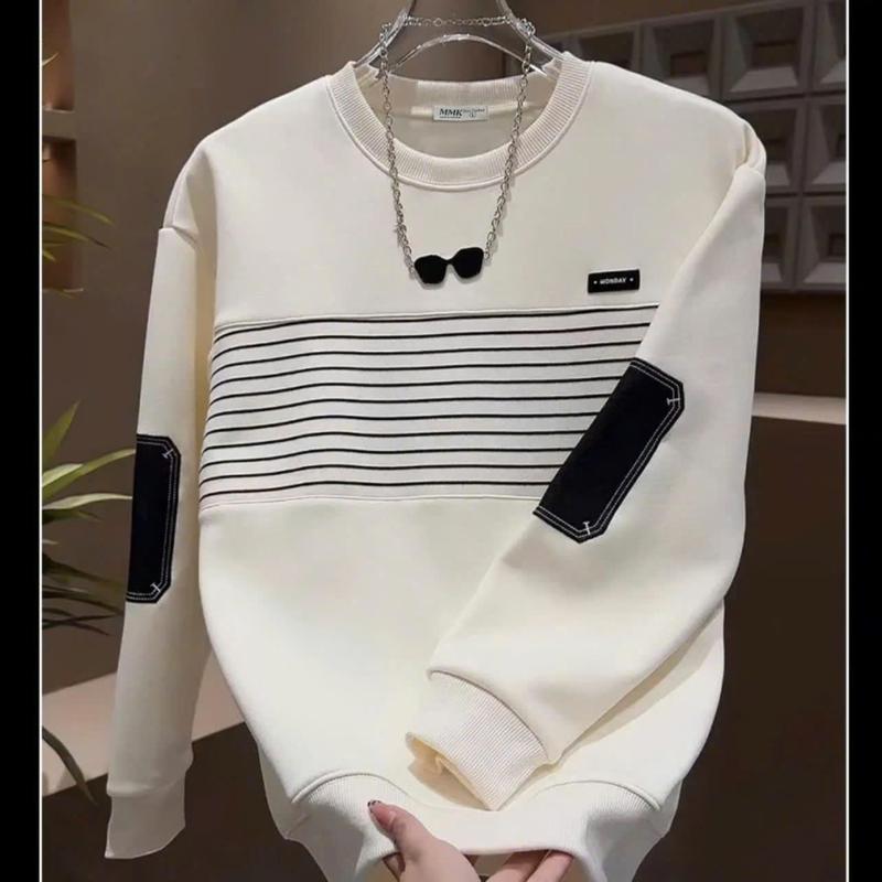 Áo NỈ Nam Cotton Trần Bông Phối - Hàng Chính Hãng - Hoodie Menswear Trắng