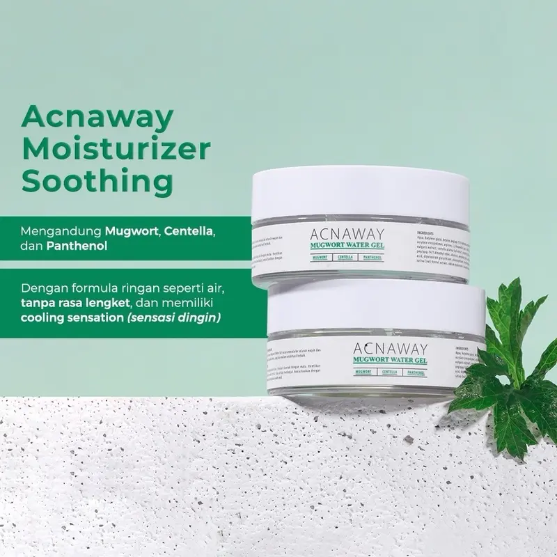 ￼ACNAWAY Mugwort Water Gel Moisturizer with Mugwort + Centella + Panthenol ONLY FOR ACNE SKIN Wajah Niacinamide Ceramide Berjerawat Cooling Hydrating 1