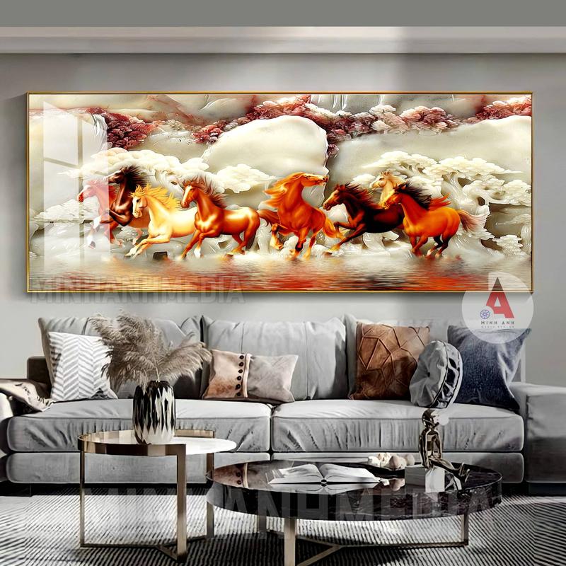 BST Tranh Mã đáo thành công - Tranh Tráng Gương Hiện Đại - Bọc Viền Vàng Cao Cấp Dày 13mm - Treo Tường Biểu Tượng thành công may mắn Phú Quý Và Vượng Khí Trang Trí Hiện Đại- MINH ANH MEDIA