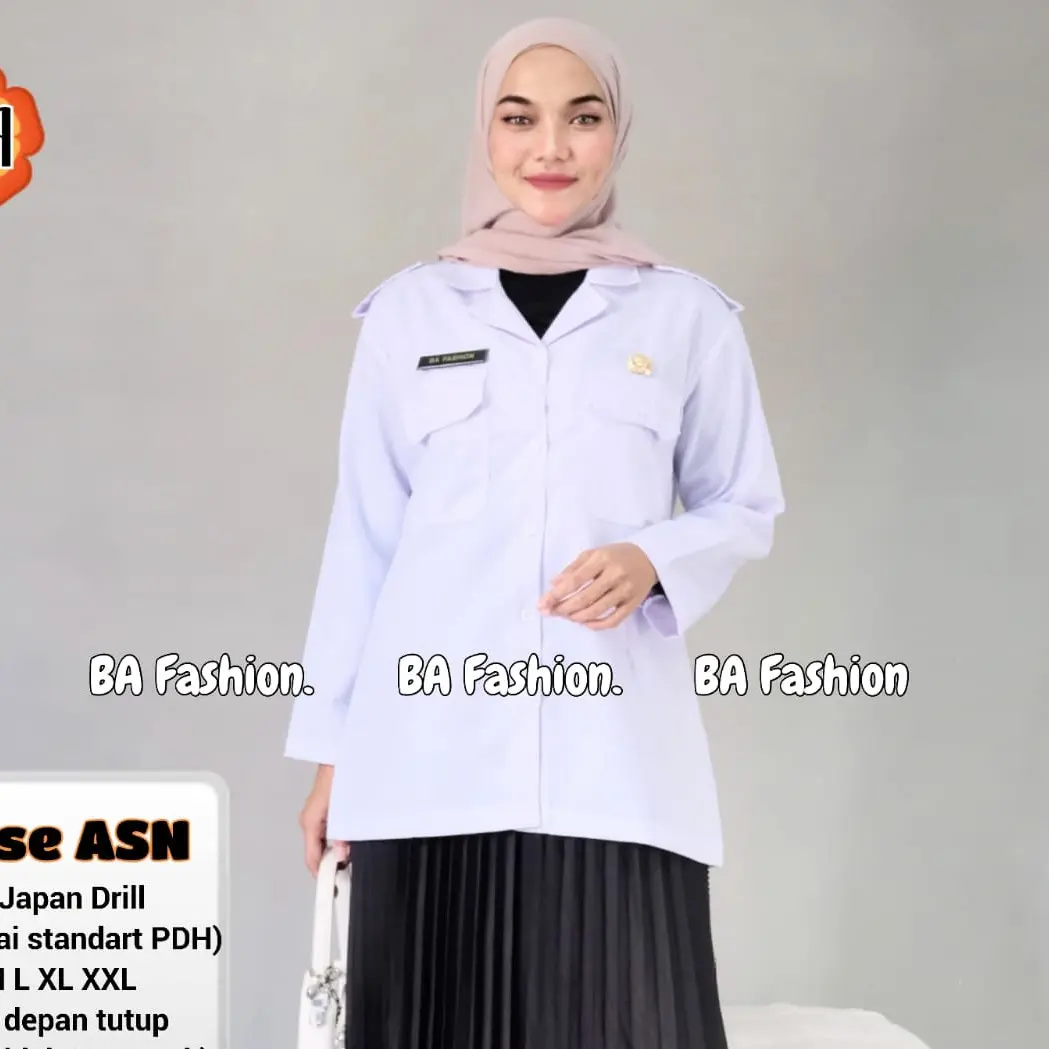 COD BLOUSE PDH PUTIH WANITA  LENGAN PANJANG / SERAGAM GURU BLUS PPPK / BAJU WANITA ASN PUTIH / SERAGAM ASN