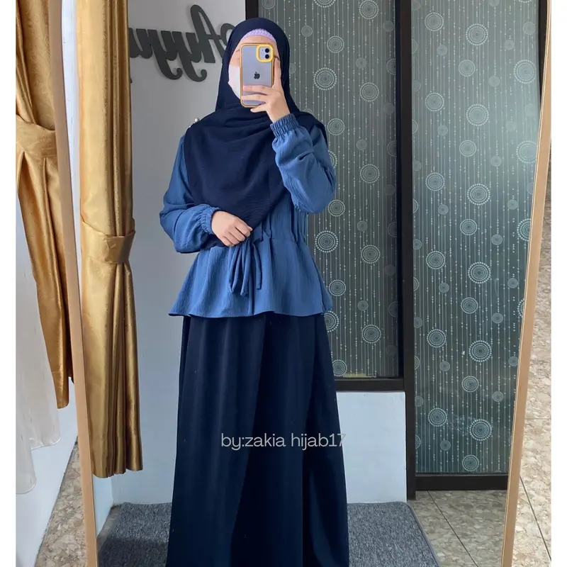 Set Gamis Remaja Zahra Cringkel Muslim Wanita Syari kombinasi 4