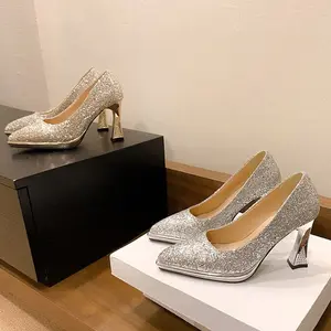 1041 / 9.5cm / Size 34-40 / Heels wedding import / Hak tinggi glitter