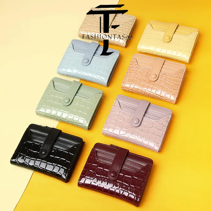 Dompet Lipat Mini Croco Glosy - Dompet Lipat Croco Glosy Terbaru Kulit Wanita