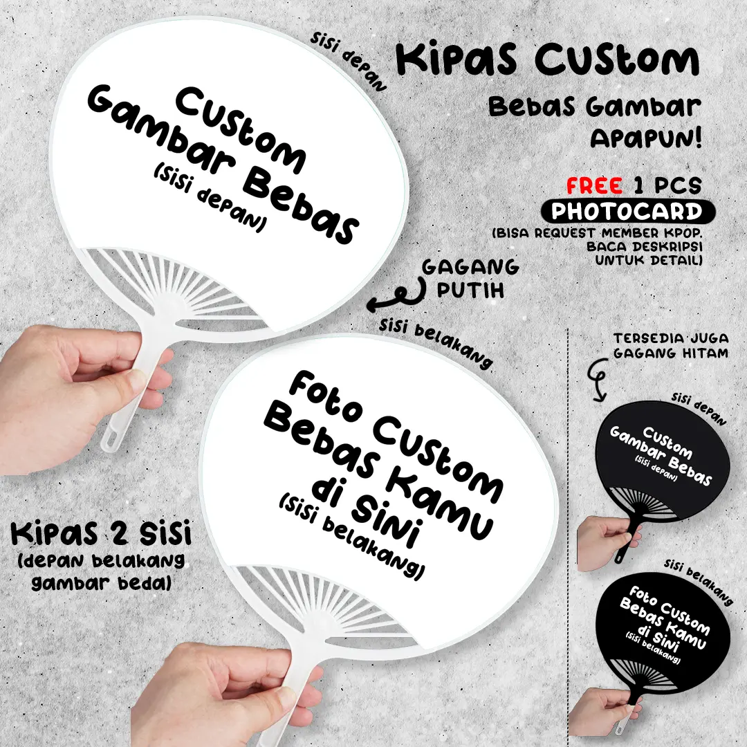 (FREE 1 PHOTOCARD) Kipas Custom Gambar Bebas Kamu di Sini Kipas Uchiwa Handfan HADIAH UNIK