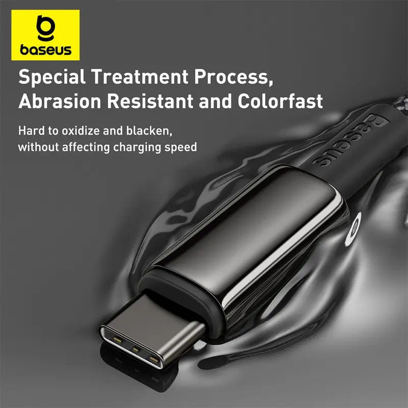 Baseus Tungsten Gold Fast Charging Data Cable Type-C to Type-C 100W 1Meter Black | Kabel Charging Type-C Hitam Wire 3