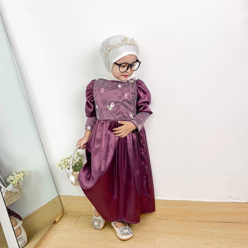 KNO 1-5 THN GAMIS ANAK ADISHA BAJU LONG DRESS ANAK PEREMPUAN BORDIR BROKAT BY LITTLE KODA 0